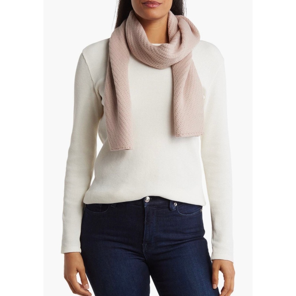 ALLSAINTS Traveling Rib Scarf Women One Size Blush Pink Knit Wool Blend Winter